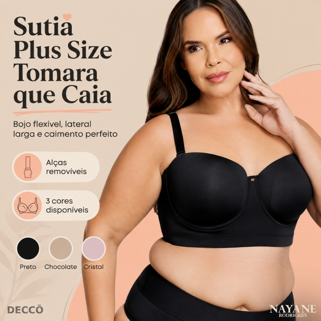 Sutia Tomara Que Caia Plus Size Versatil Ajuste Perfeito Sustentacao E Conforto
