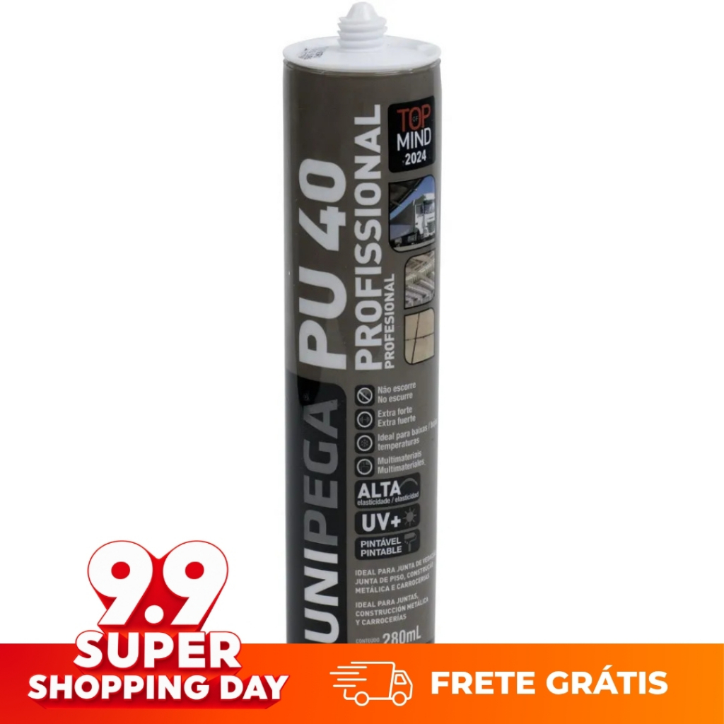 Selante PU 40 Preto 400g Unipega Vedação e Colagem Profissional