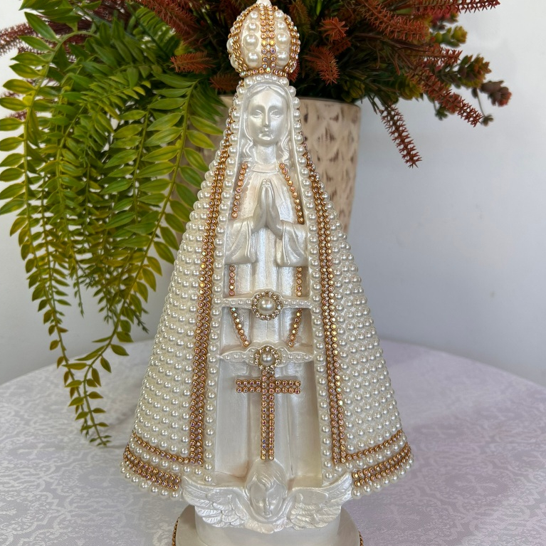 Imagem Nossa Senhora Aparecida com Pérolas e Strass 30cm