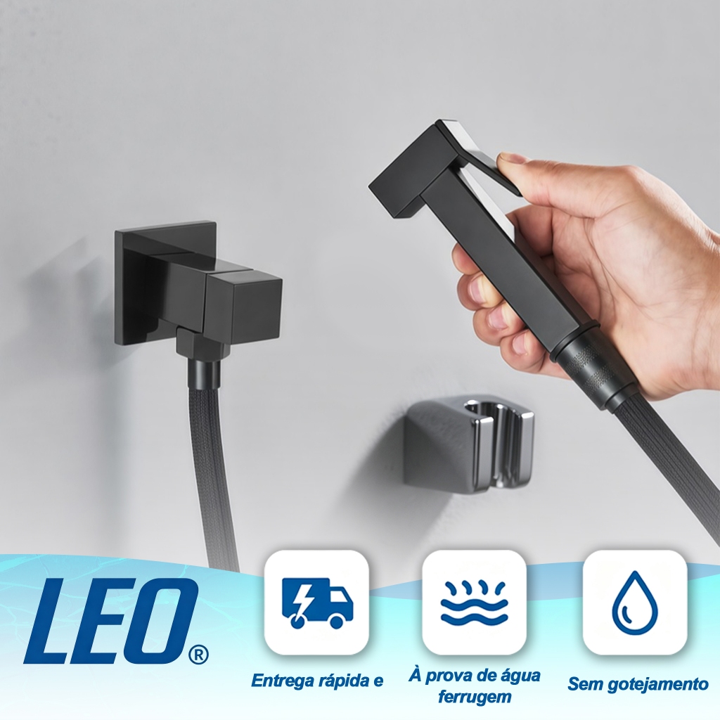 Ducha Higienica Preto Fosco 100% Inox Lavabo Luxo 1.5M