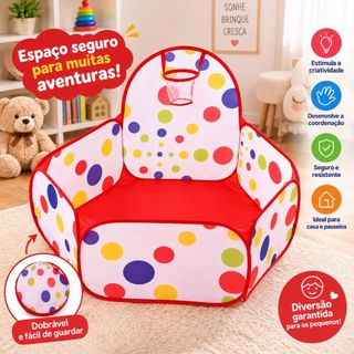 Piscina de Bolinha Cesta de Basquete Retratil Grande 120cm Brinquedos de Bebes Cercadinho Piscina