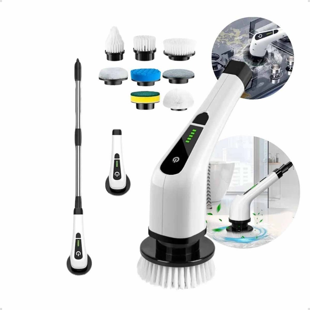 Escova de Limpeza Elétrica 9 em 1 USB Giratória Multi Funções