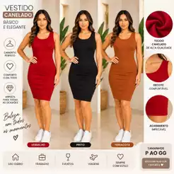 Vestido Canelado Feminino Regata Tubinho Confortável Casual Moda Verão