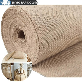 50M Tecido De Juta - Tela De Juta - Artesanato - Decoração Cor Natural Desenho Do Tecido Liso