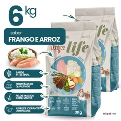 Kit 2 Ração Quatree Life Cães Adultos Raças Pequenas Frango- 3Kg