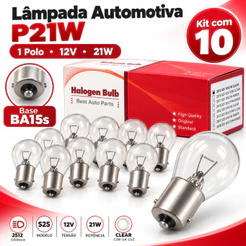 10 Lâmpadas 1 Polo 12V 21W Automotiva Lanterna Freio Seta Ré