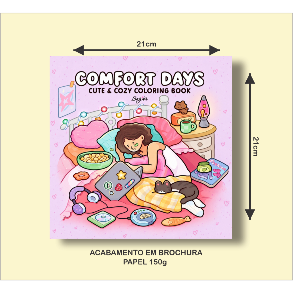 Livro de Colorir COMFORT DAYS com 46 Páginas de 21x21cm 150g