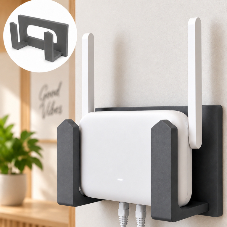 Suporte Roteador Parede Sem Furo Organizador para Modem Wi-Fi TV Box com Fita Dupla Face