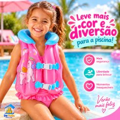 Colete Boia Inflável Infantil Criança Piscina Praia Salva Vidas Personagens