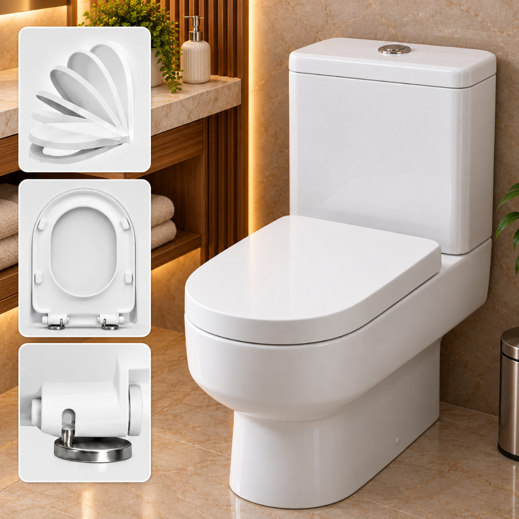 Assento Sanitário Compatível Carrara Soft Close Fechamento Suave Tampa Privada Vaso Polipropileno Premium