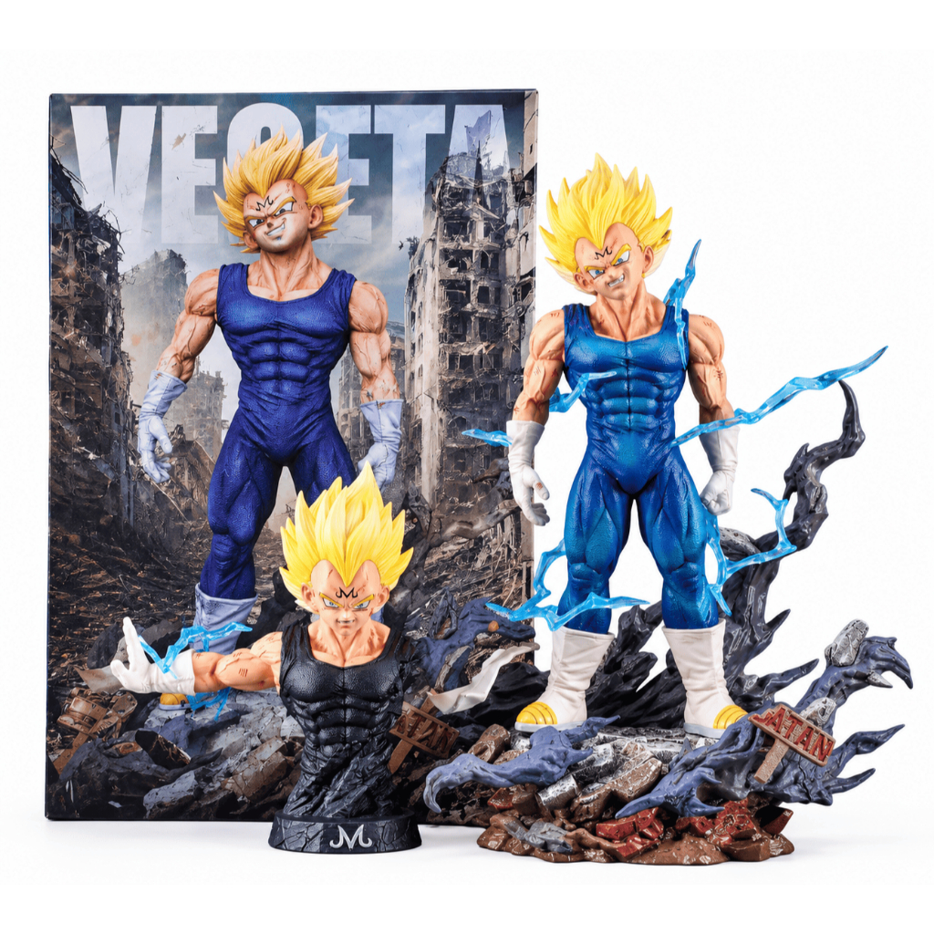 Boneco Majin Vegeta Kit 2 Action Figure + Busto Dragon Ball
