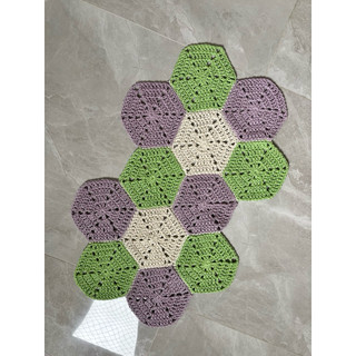 Tapete Crochê Hexágono Banheiro Cozinha Quarto Decoração Casa Lavável