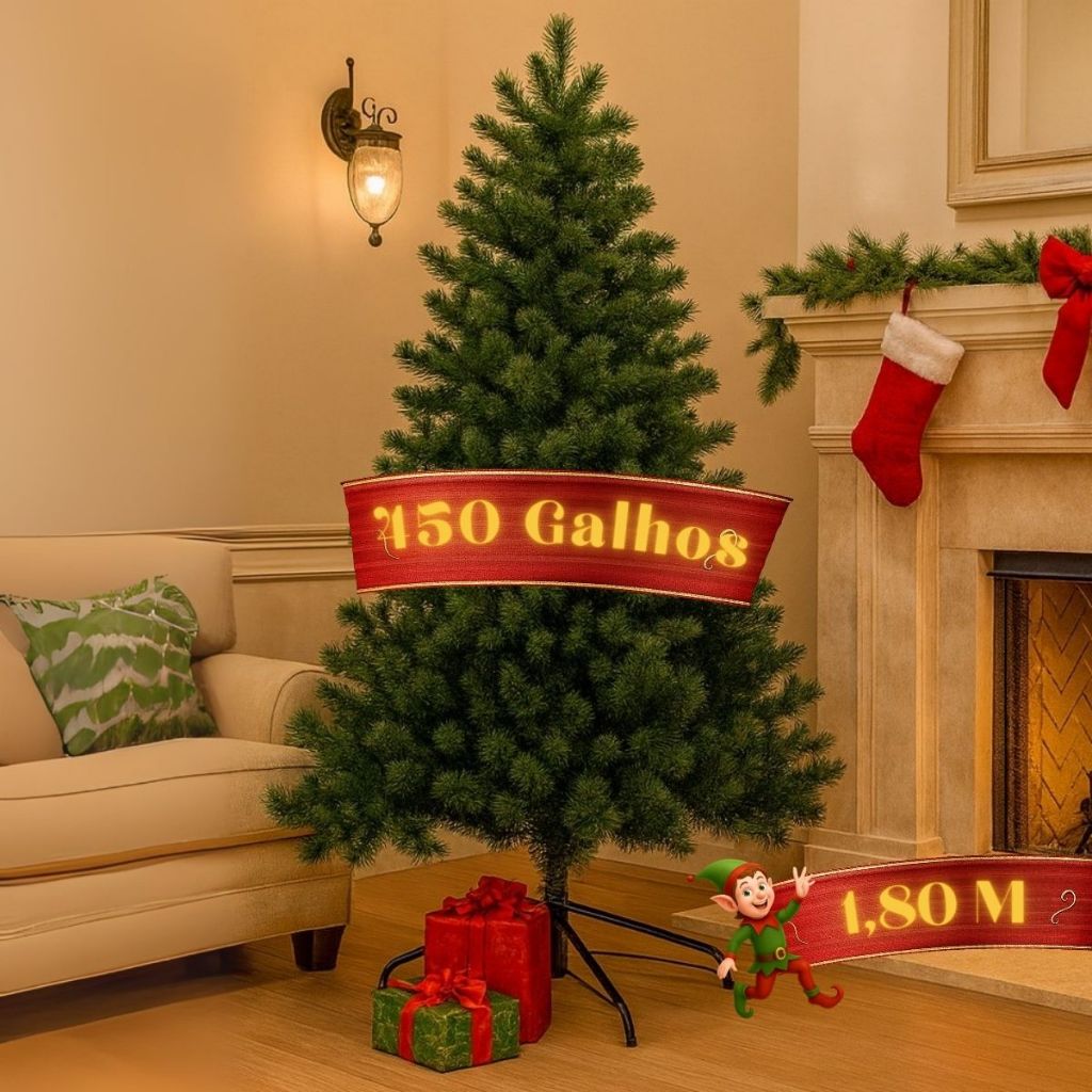 Árvore De Natal Alemã Verde 1,80m 450 Galhos Pinheiro Luxuoso
