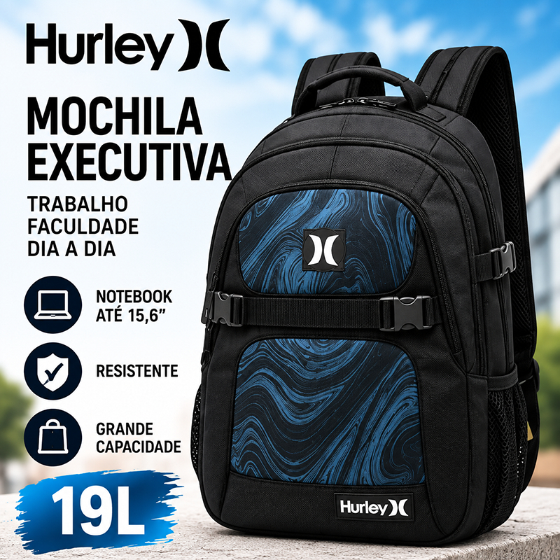 Mochila Hurley Masculina Notebook 15,6 Executiva Trabalho Faculdade Reforçada 19L