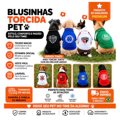 Roupa Time Pet Porte Pequeno Cachorro Blusa Torcedor Pet Blusa Pet Time