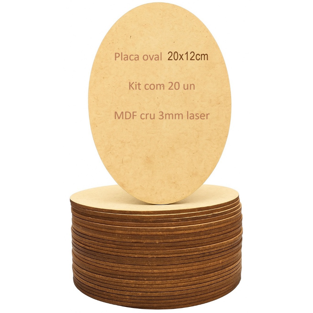 Kit 20 Placa Mdf Oval Base P/ Artesanato tamanho 20x12cm