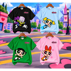 Camiseta Infantil Infanto Juvenil As Meninas Super Poderosas Docinho - Lindinha - Florzinha Desenho Infantil