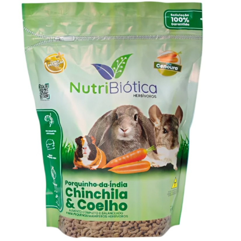Ração NutriBiótica Coelho Chinchila Porquinho da Índia Alimento Completo Premium