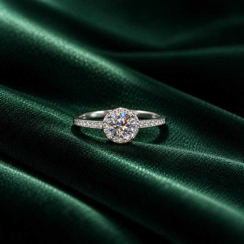 Anel Feminino Solitário Moissanite 5mm Redondo Cravejado em Prata 925 Elegante
