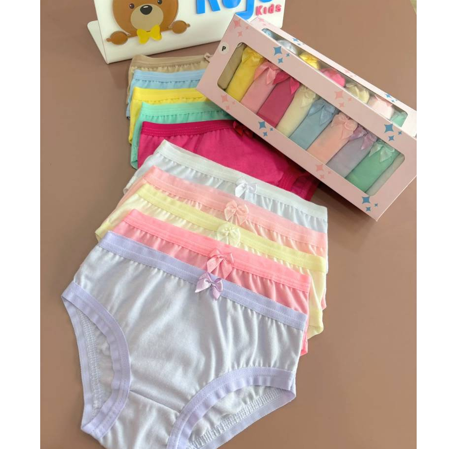 Kit 7 ou 10 Calcinhas Infantil 100% Algodão Premium Antialérgico Colorida Lisa Menina Desfralde Criança/Bebê Confortável