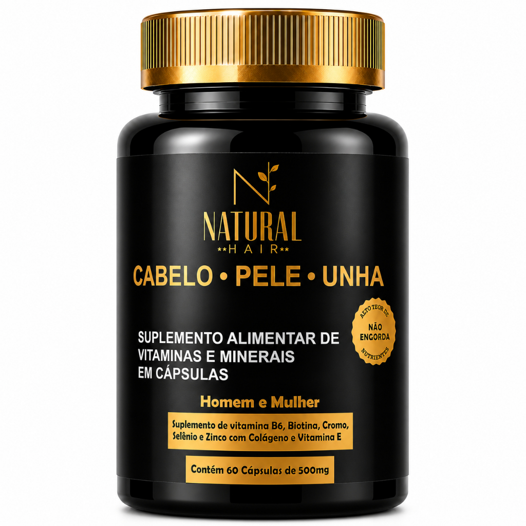 Biotina CABELO PELE UNHAS com Vitamina E  Zinco Cromo Selênio 60 Cápsulas