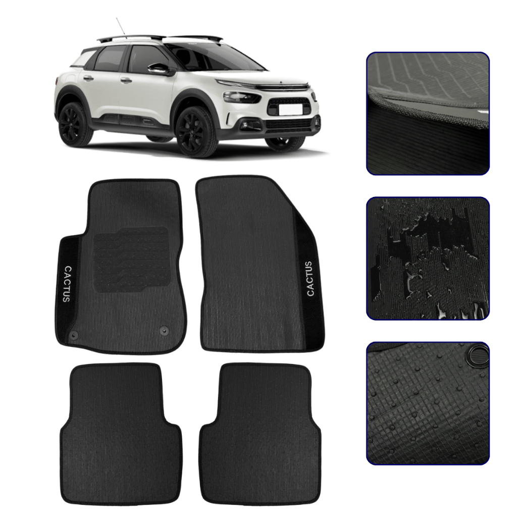 Jogo de Tapete Emborrachado para C4 Cactus 2017 a 2026 Kit Automotivo Impermeavel