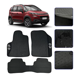 Jogo de Tapete Emborrachado para C3 Air Cross 2010 a 2020 Kit Automotivo Impermeavel