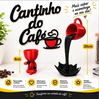 Kit Cantinho do Café Com: Bob Robert café ,Xicara Flutuante ,Placa Cantinho Do Cafe