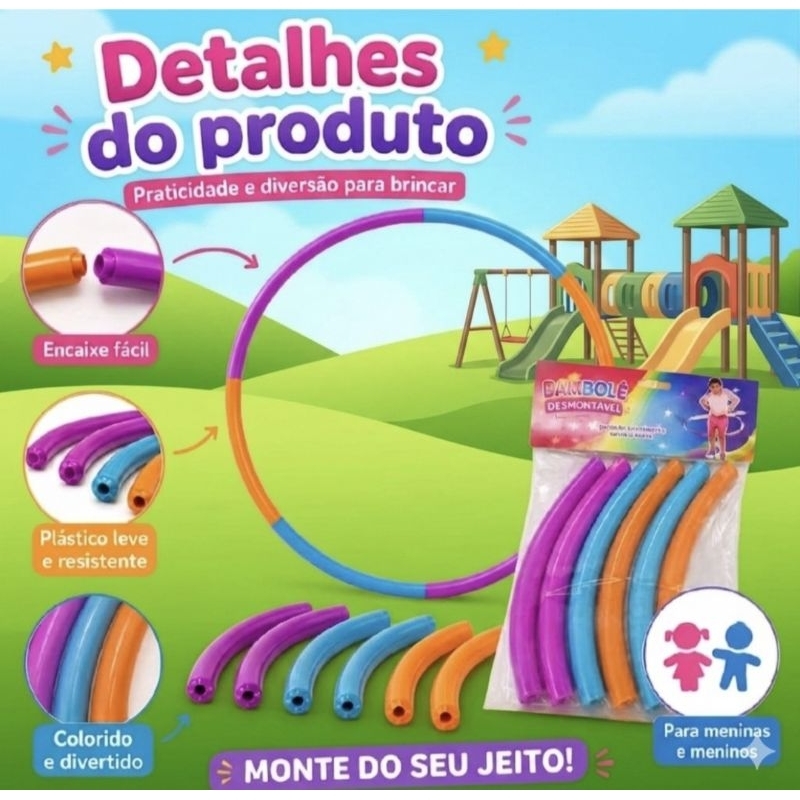 Bambolê Infantil Desmontável Colorido 1 Unidade