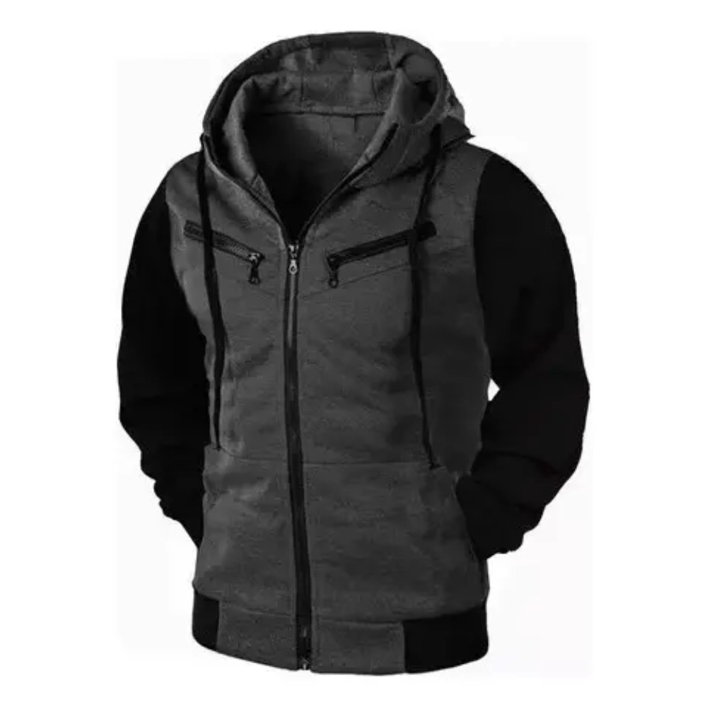 Moletom Blusa De Frio Jaqueta De Zíper Slim Casaco Com Capuz