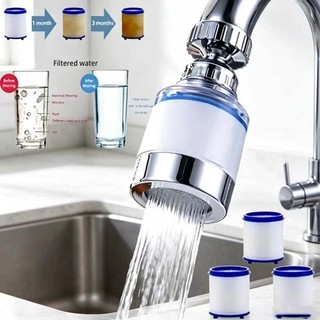 Filtro de Torneira Rotativo Universal Purificador de Água Remove Cloro - 1 Cabeçote + 3 Filtros