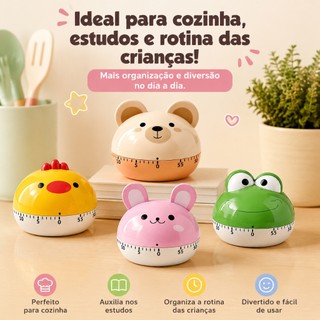 Timer Mecânico Animal Fofo Para Crianças Presente Estudo Escola Temporizador KL-7004