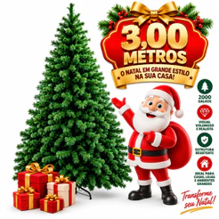 Árvore De Natal Gigante 3 metros Pinheiro Grande de Luxo com 2000 Galhos Cheios Premium Para Grandes Espaços - Promoção