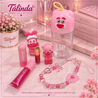 Potinho De Urso Com Mini Gloss Mágico e Acessórios - Lua e Neve e Bobbi Rara
