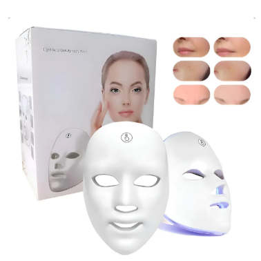Máscara Facial LED 7 Cores para Skincare – Fototerapia Facial para Rotina de Cuidados com a Pele