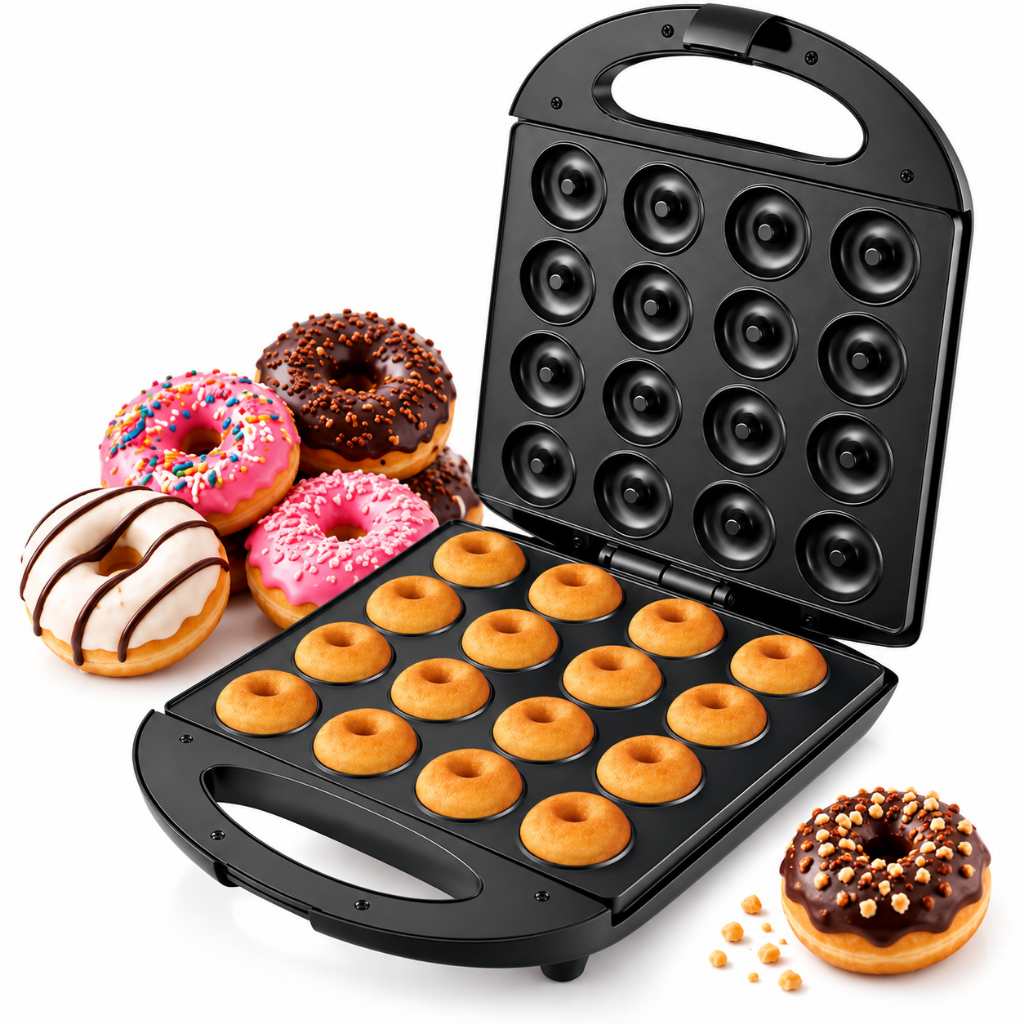 Máquina De Fazer Donuts Rosquinhas 16 Furos Cavidade Anti Aderente Confeitaria 110v e 220v