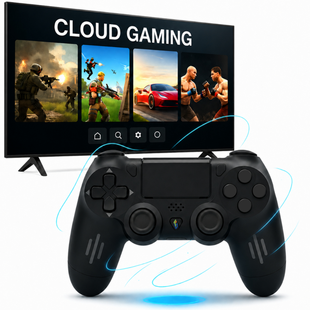 Controle Sem Fio Compatível Ps4 PC Gamer Joystick Recarregavel Manete para Smart TV Preto
