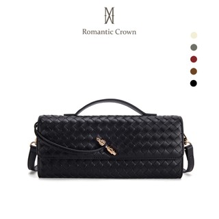ROMANTIC CROWN Bolsa Feminina Mão Transversal Ombro Clutch, Couro PU Vegan Trançada Festa Balada Casamento Alça Ajustáve