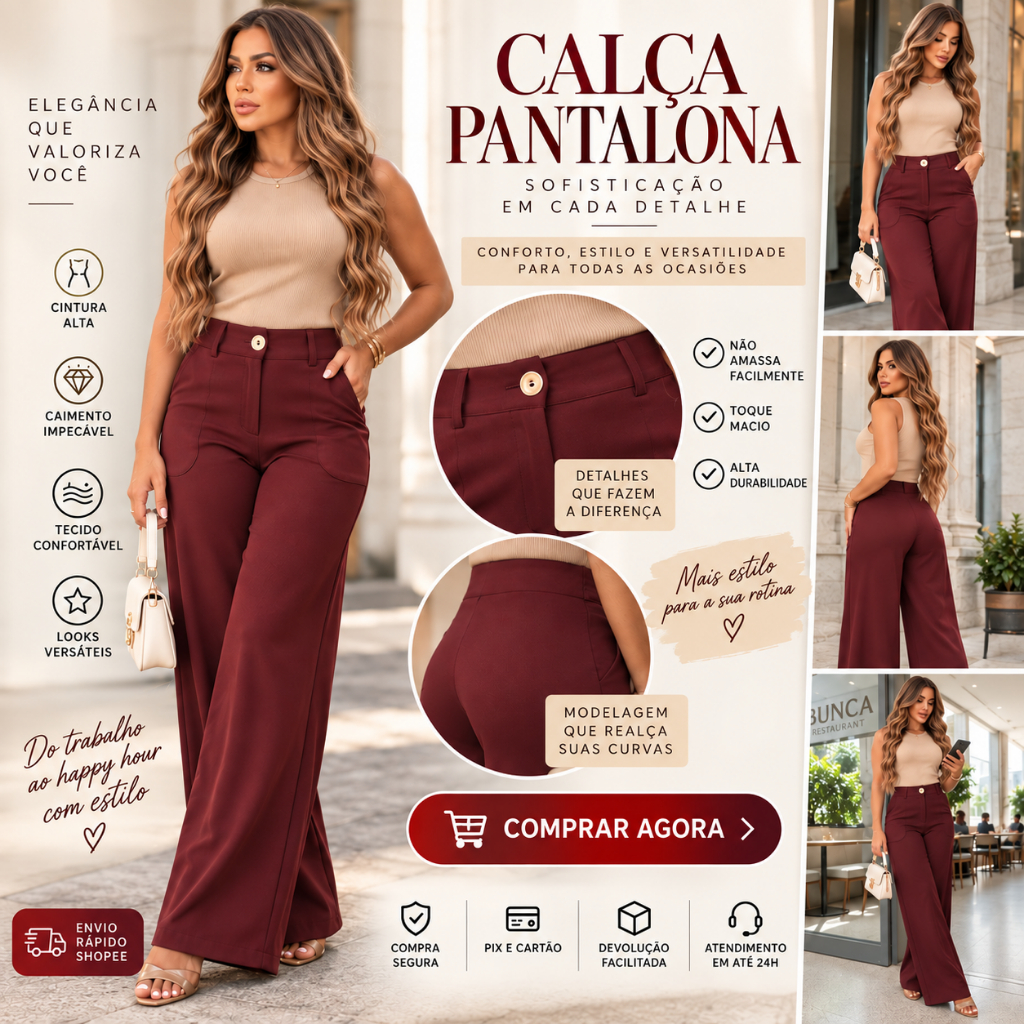 calça para trabalhar feminina com bolsos cintura alta intretelada (REFORÇADA) plus P ao G1 DIVERSAS CORES