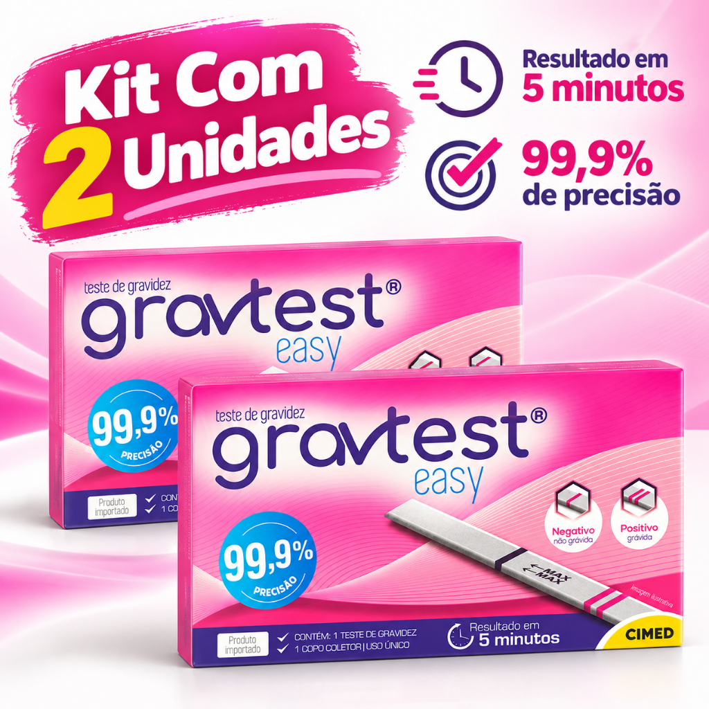 Kit 2 Unidades - Testes de Gravidez | Gravtest Easy Cimed C/ 99% de Precisão