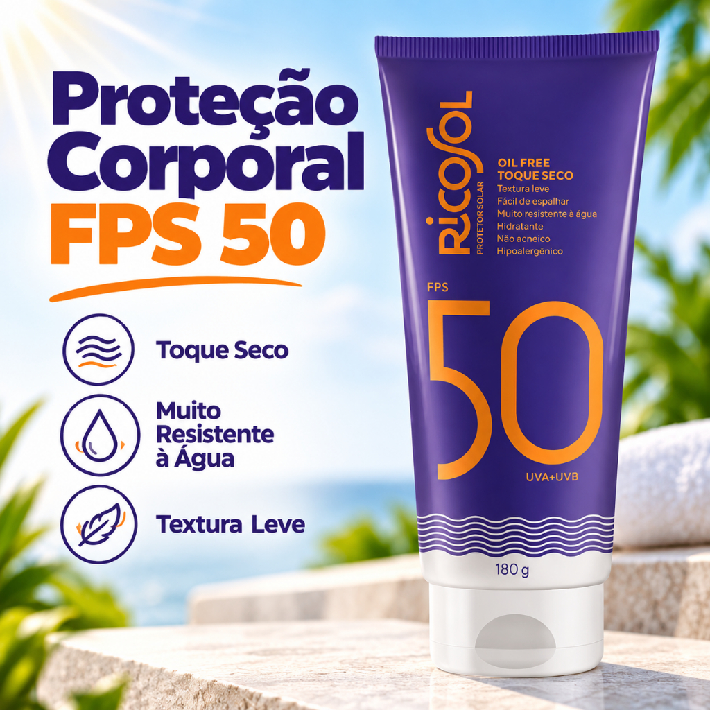 Protetor Solar Corporal Ricosol Fps 50 Toque Seco 180g