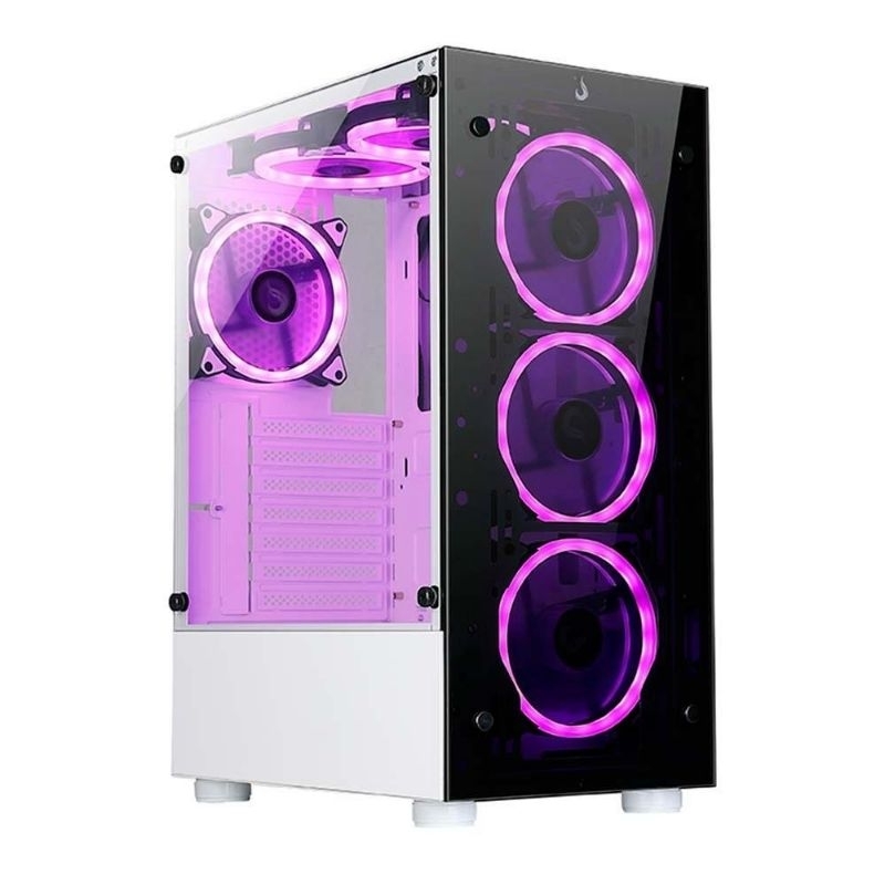 Gabinete Gamer Rise Mode Glass 06X Frost Branco, Mid-Tower, ATX, Vidro Temperado, SEM Fans, - RM-WT-06X-FW
