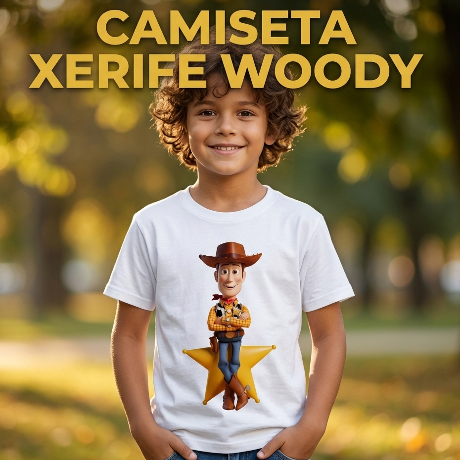 Camiseta Infantil Cowboy Estampada Branca Manga Curta Personagem Divertido Casual Menino Menina