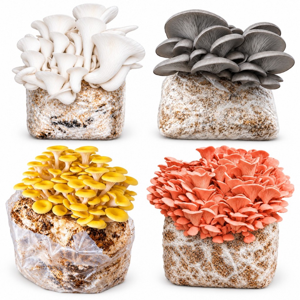 Shimeji Colorido Ostra Hiratake | Monte Seu Kit Cultivo Gourmet até 4 Espécies