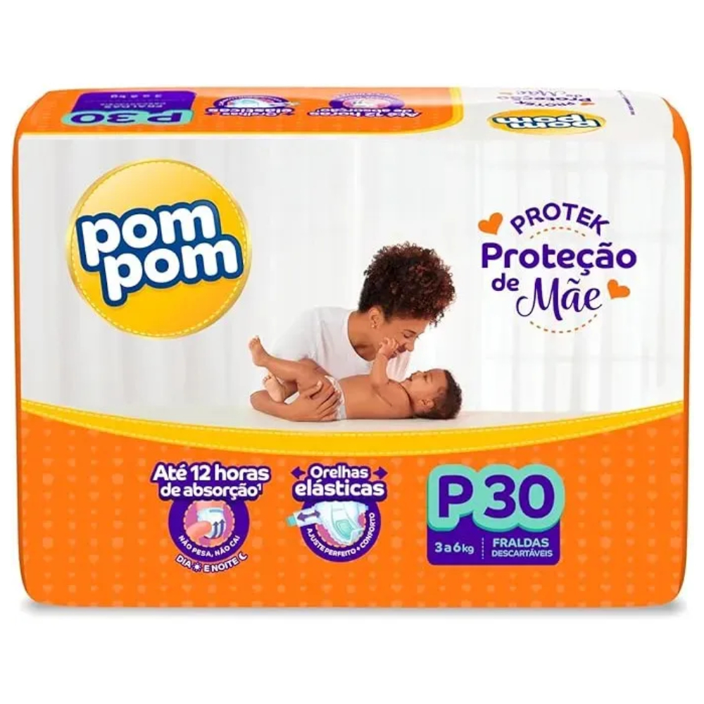 Fralda Pom Pom Protek P 30un Proteção de Mãe