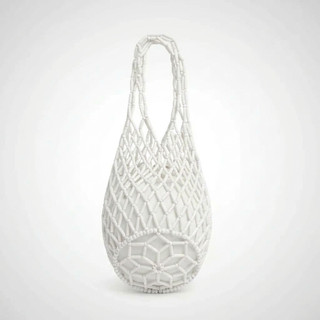 Bolsa Ombro Miçangas Madeira Fundo Redondo Forro Removível