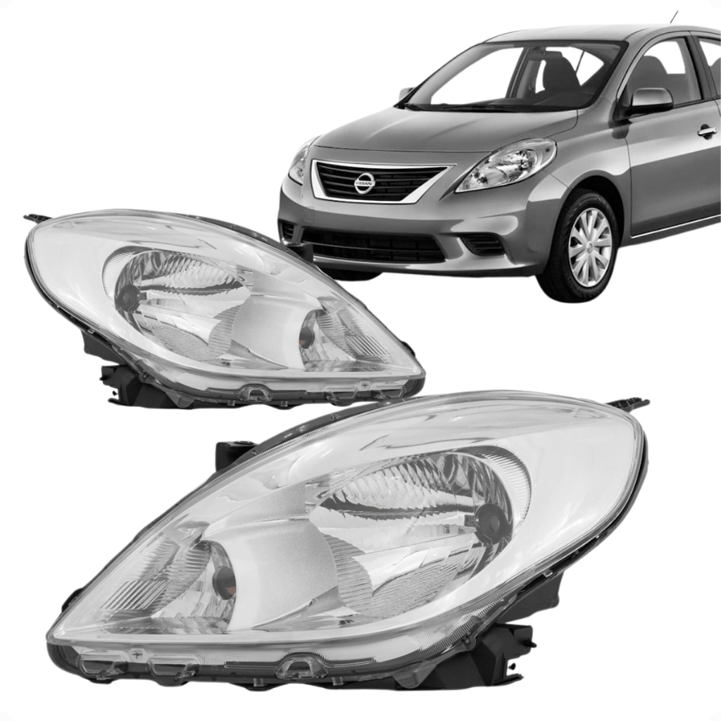 Farol Versa 2011 2012 2013 2014 Farolete manual mascara cromada foco duplo novo