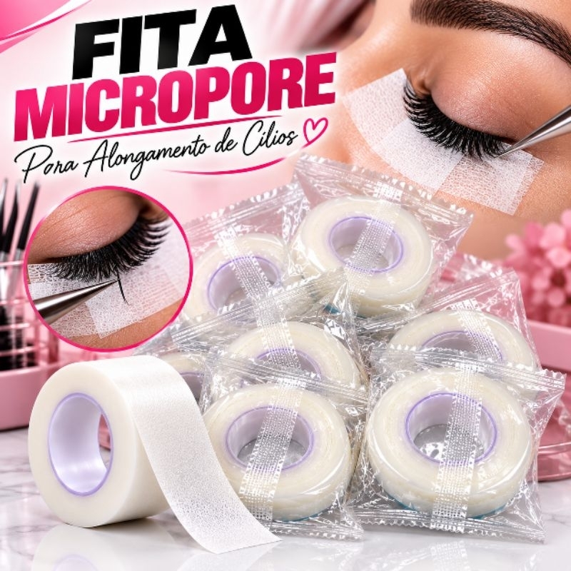 kit Fita Micropore Transparente Antialergica Alongamento e Extensão de cílios 10m