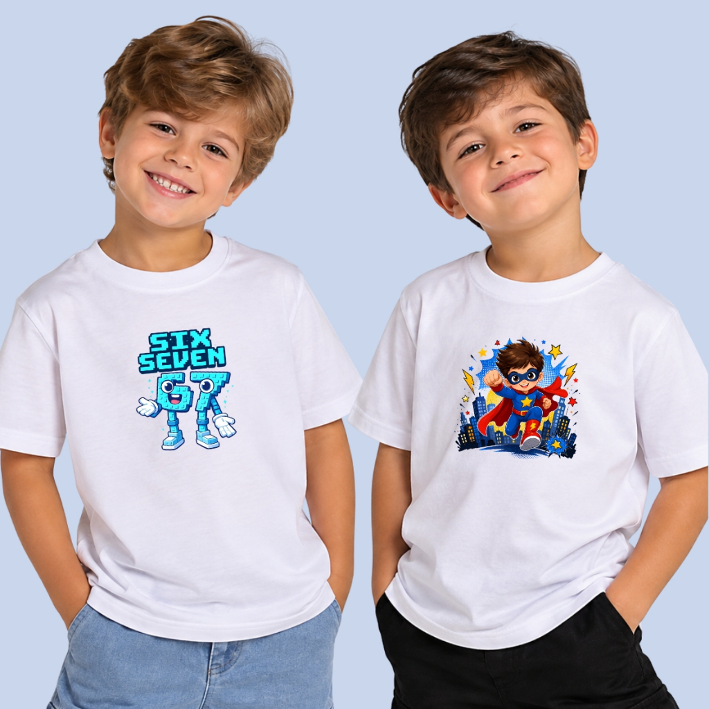 Kit 2 Camiseta Infantil Masculina Moda Infantil Para Meninos Maternidade Moda Masculina 100% Algodão Super Herói