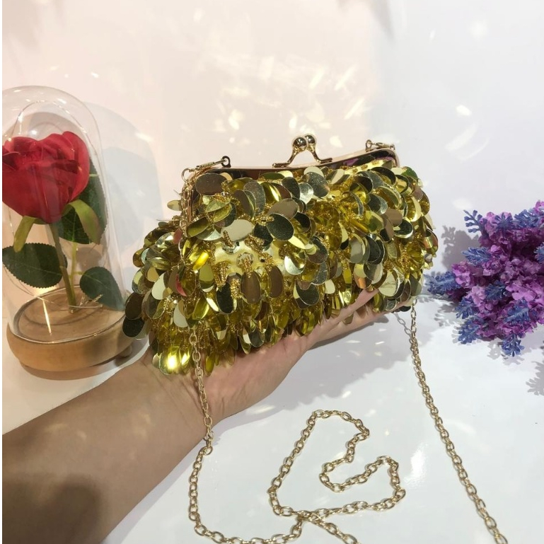 Bolsa De Noite Feita À Mão Com Lantejoulas Sólidas E clutch Para Casamentos Festas#4007